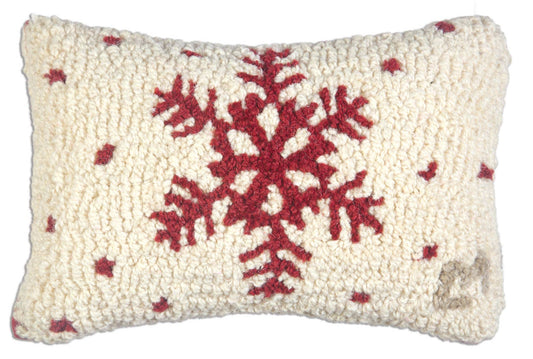 Red Snowflake Throw Pillow