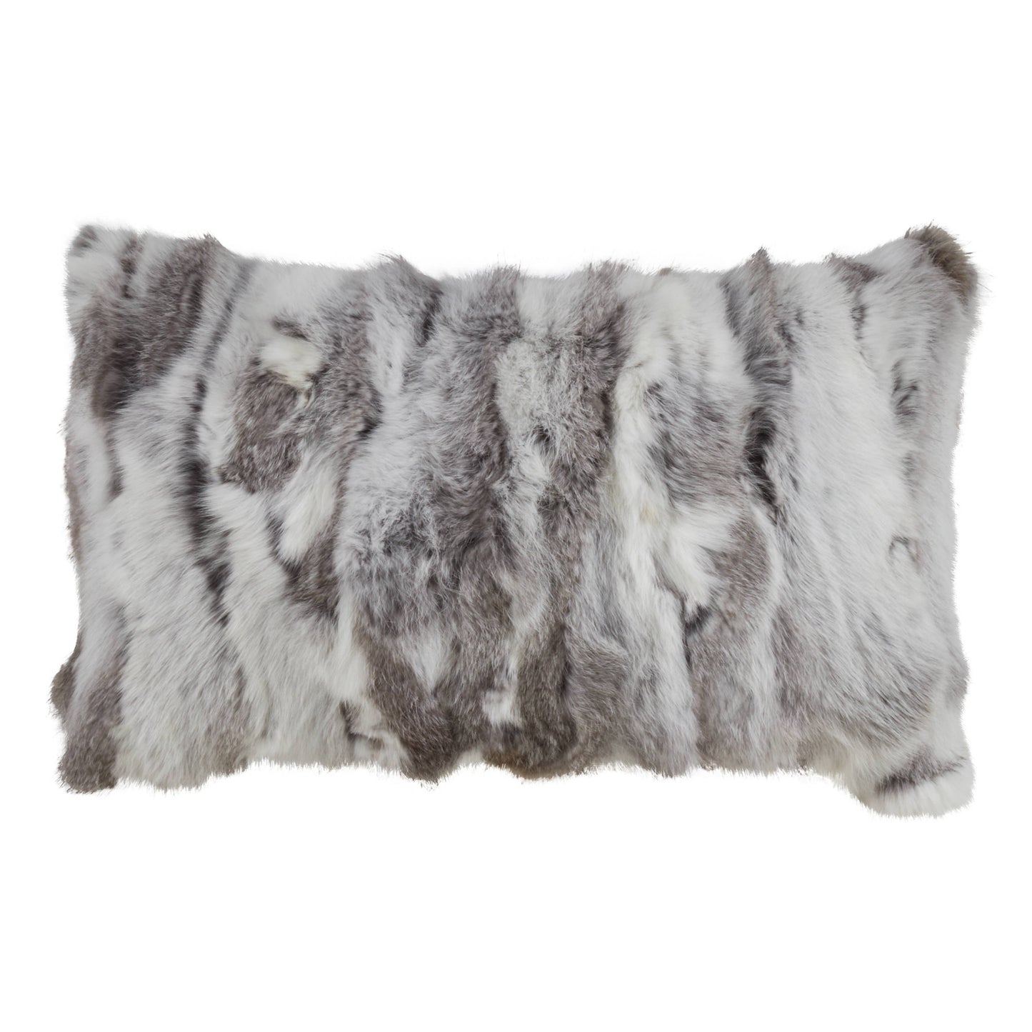 Rabbit Fur Pillow - Poly Filled - Grey
