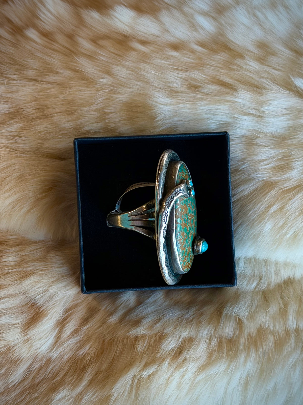 Green Turquoise Snake Statement Ring