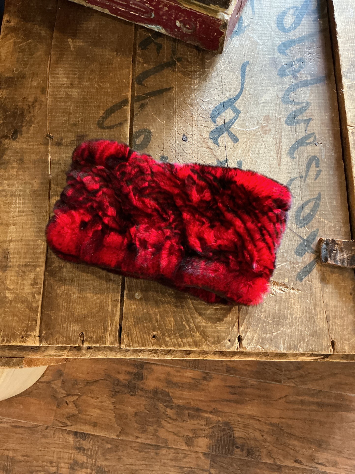 Knitted Rabbit Headband - Red/Black