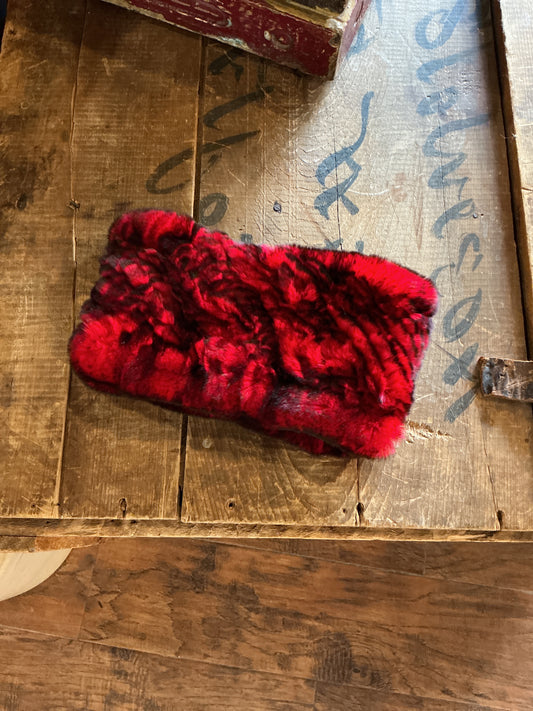 Knitted Rabbit Headband - Red/Black