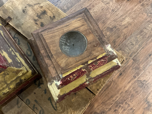 Wooden Pillar Base Candle Holder