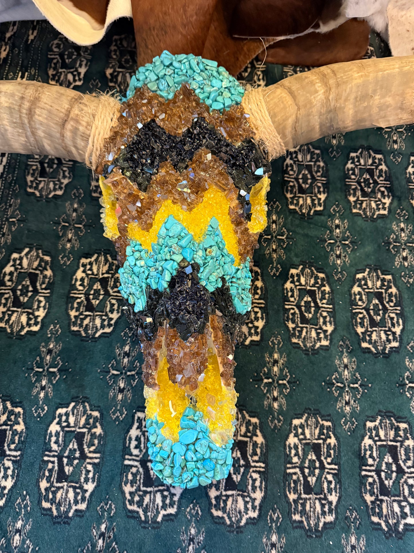 Turquoise Trouble Longhorn Skull