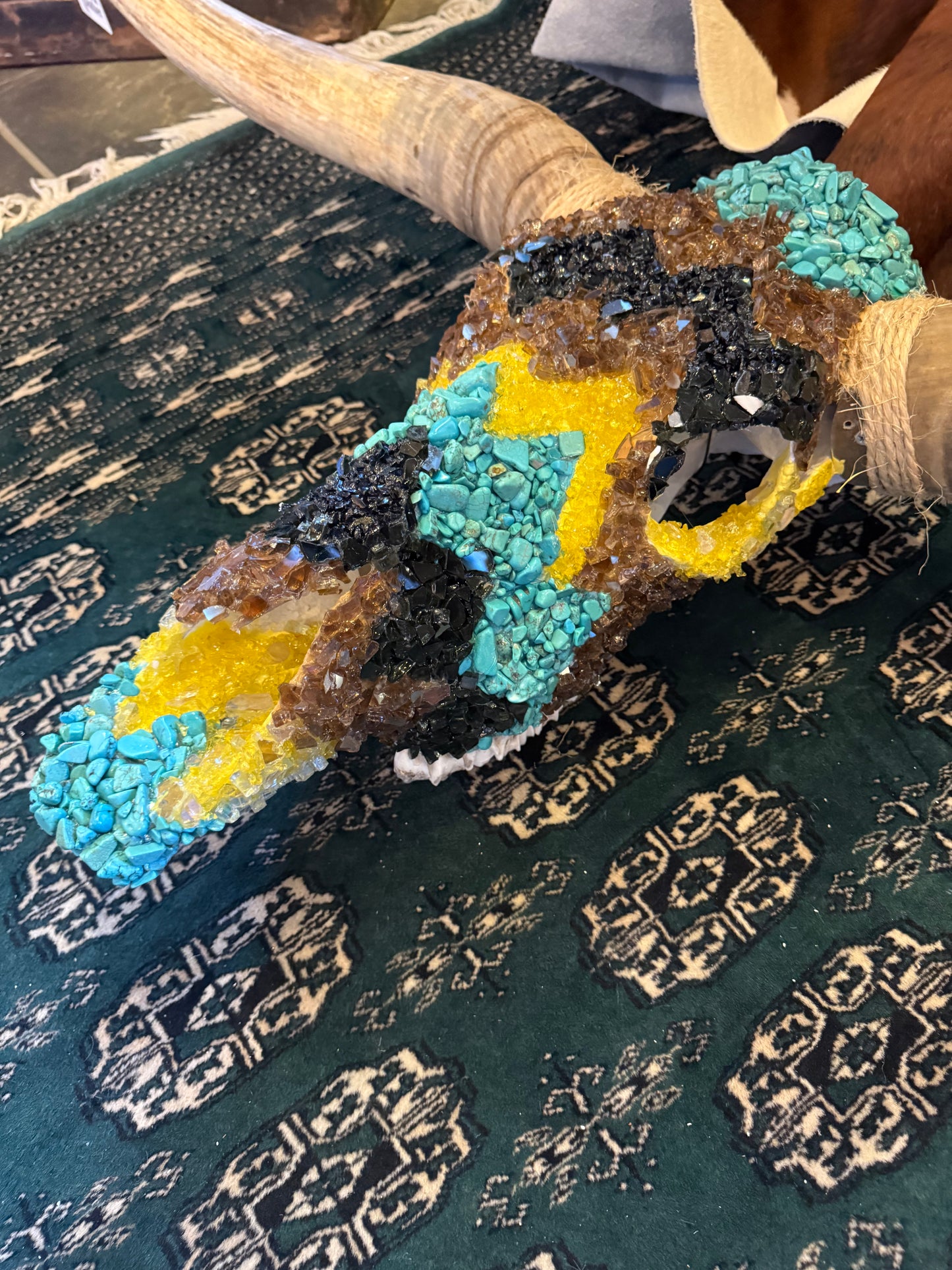 Turquoise Trouble Longhorn Skull