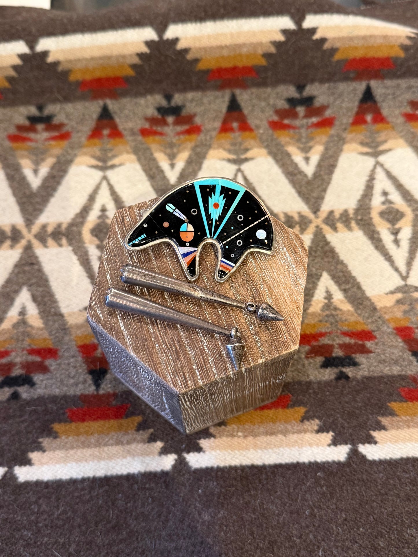 Zuni Inlay Bear Bolo Tie- Ervin Tsosie