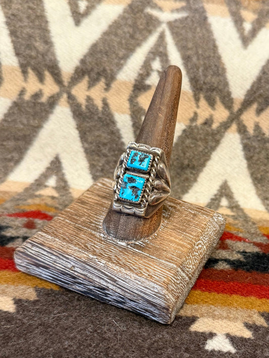 Vintage Two Stack Kingman Turquoise Ring