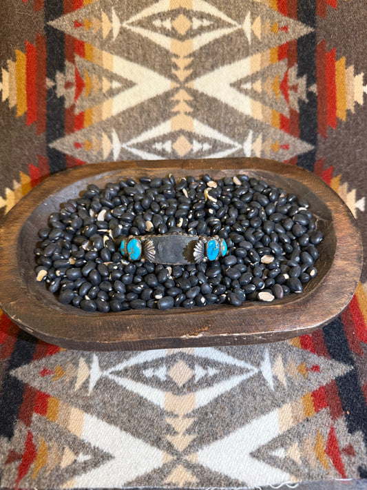 Multi Stone Turquoise and Sterling Watch Band Cuff