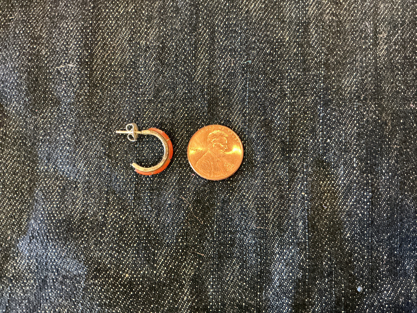 Small Coral Half Hoop Earrings