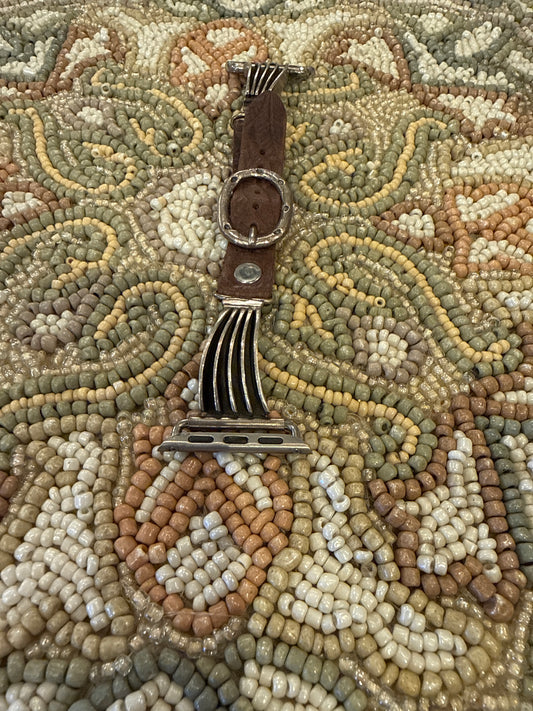 Leather and Sterling Watch Band