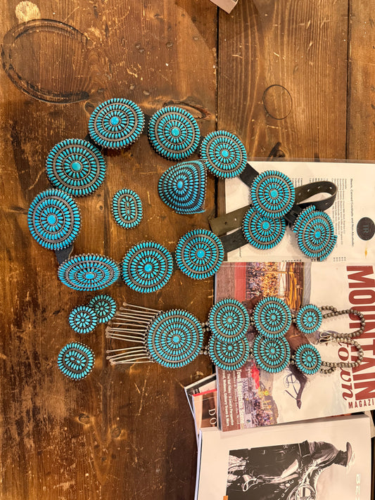 Statement Zuni Turquoise and Sterling Silver Set