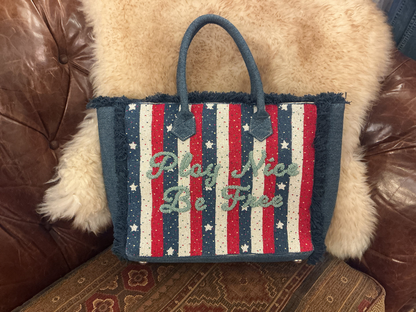 Lady Liberty Beaded Bag