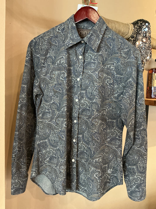 Claire Tencel Shirt - Navy Paisley