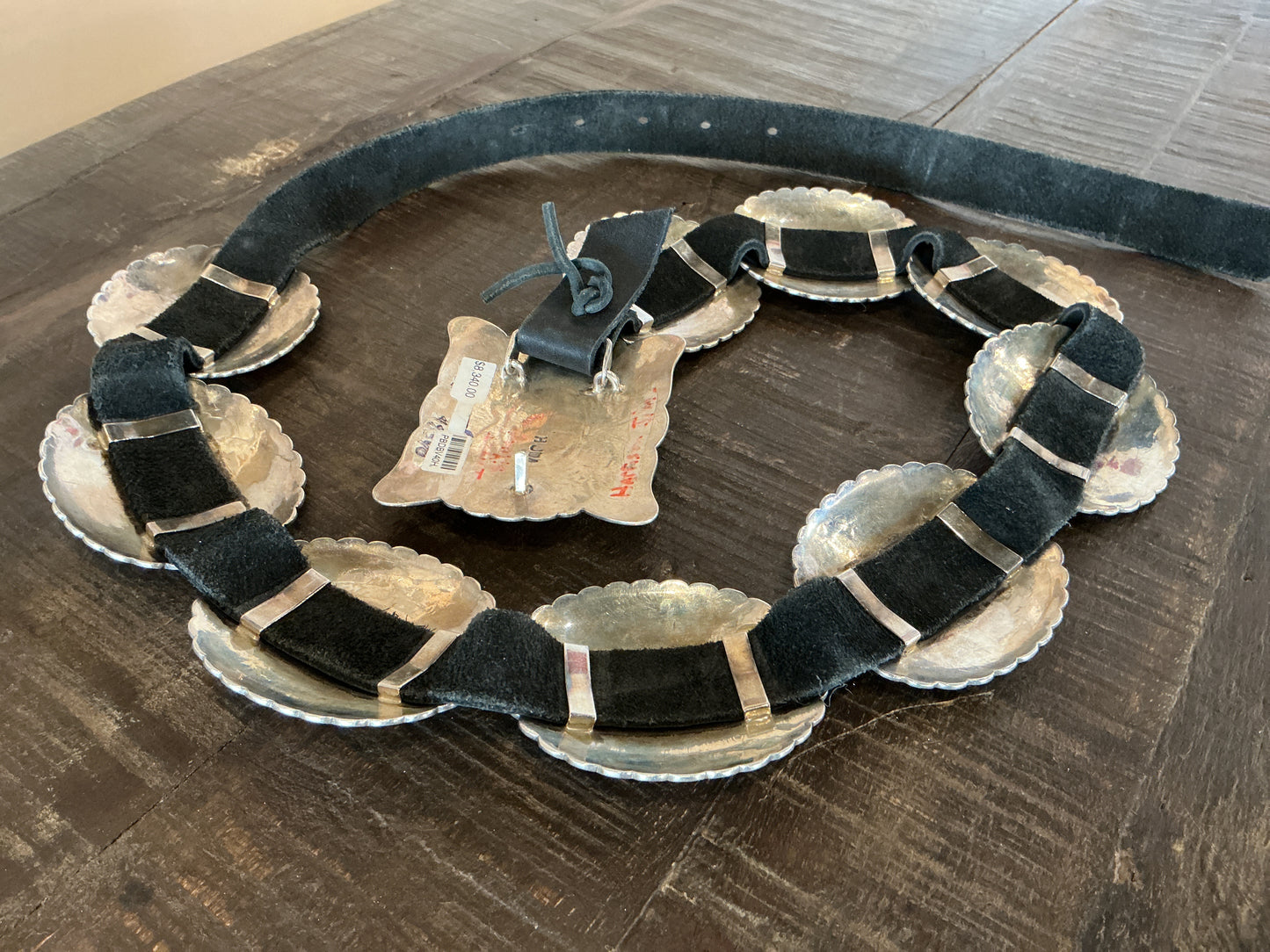 Vintage 1940's Harrison Jim Silver Concho Turquoise Belt