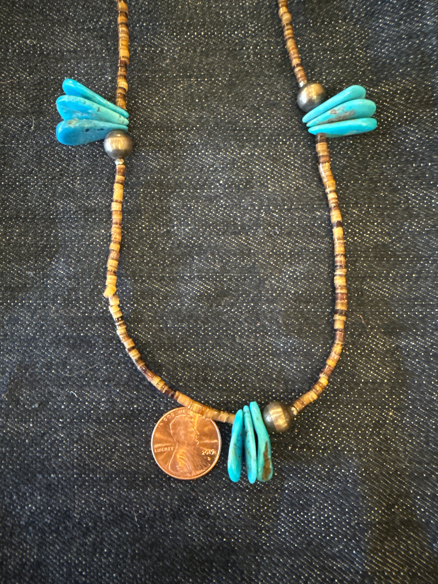 Necklace- Navajo Pearl, Shell, Turquoise Strand