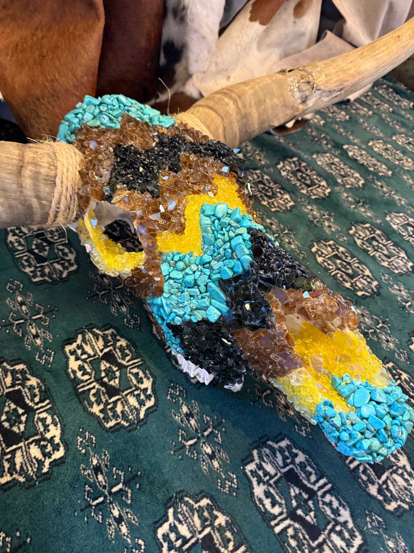 Turquoise Trouble Longhorn Skull