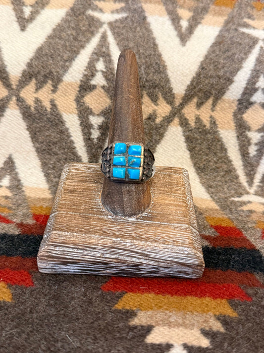 Unique Vintage Zuni 6 Stone Ring
