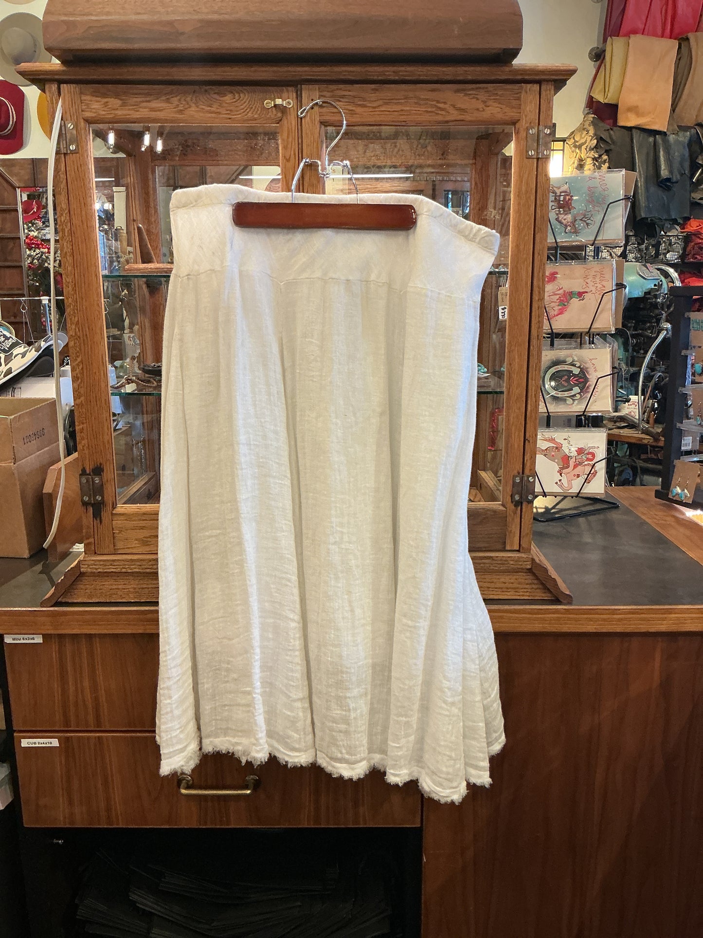 Layered Skirt with Frayed Hem - White