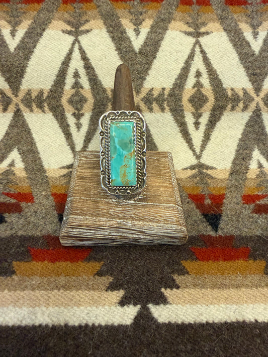 Long Geometric Turquoise Ring