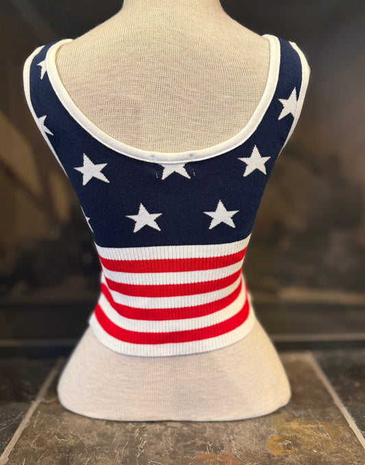 American Flag Ribbed Crop Tank