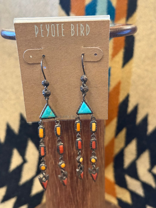 Multi Stone Arrow Point Earrings
