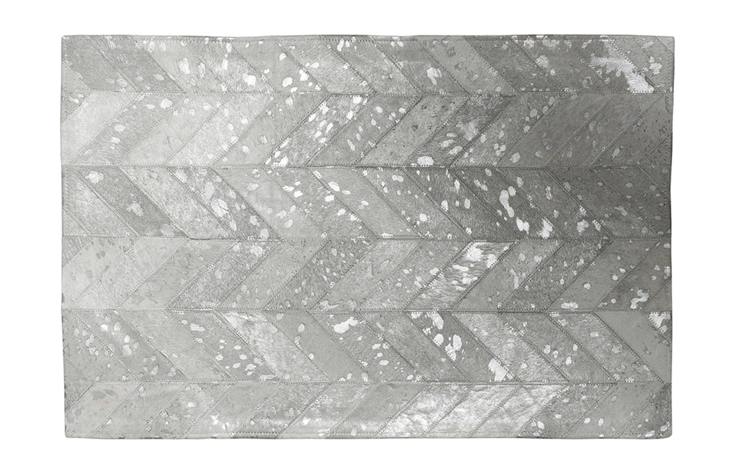 Chevron Patchwork Hide Silver 8x10 Rug