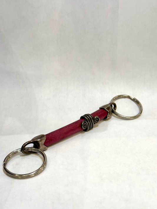 CuCu Handmade Leather Keychain, double hoop ends