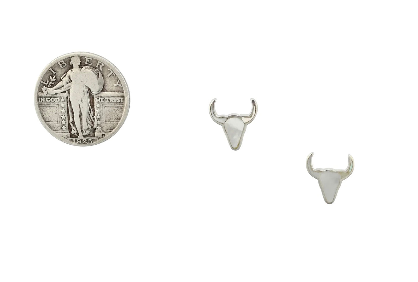 Longhorn Mother of Pearl Stud Earrings
