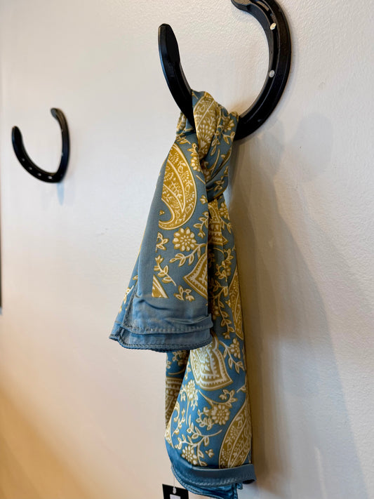 Wild Rag -  Blue and Cream Paisley