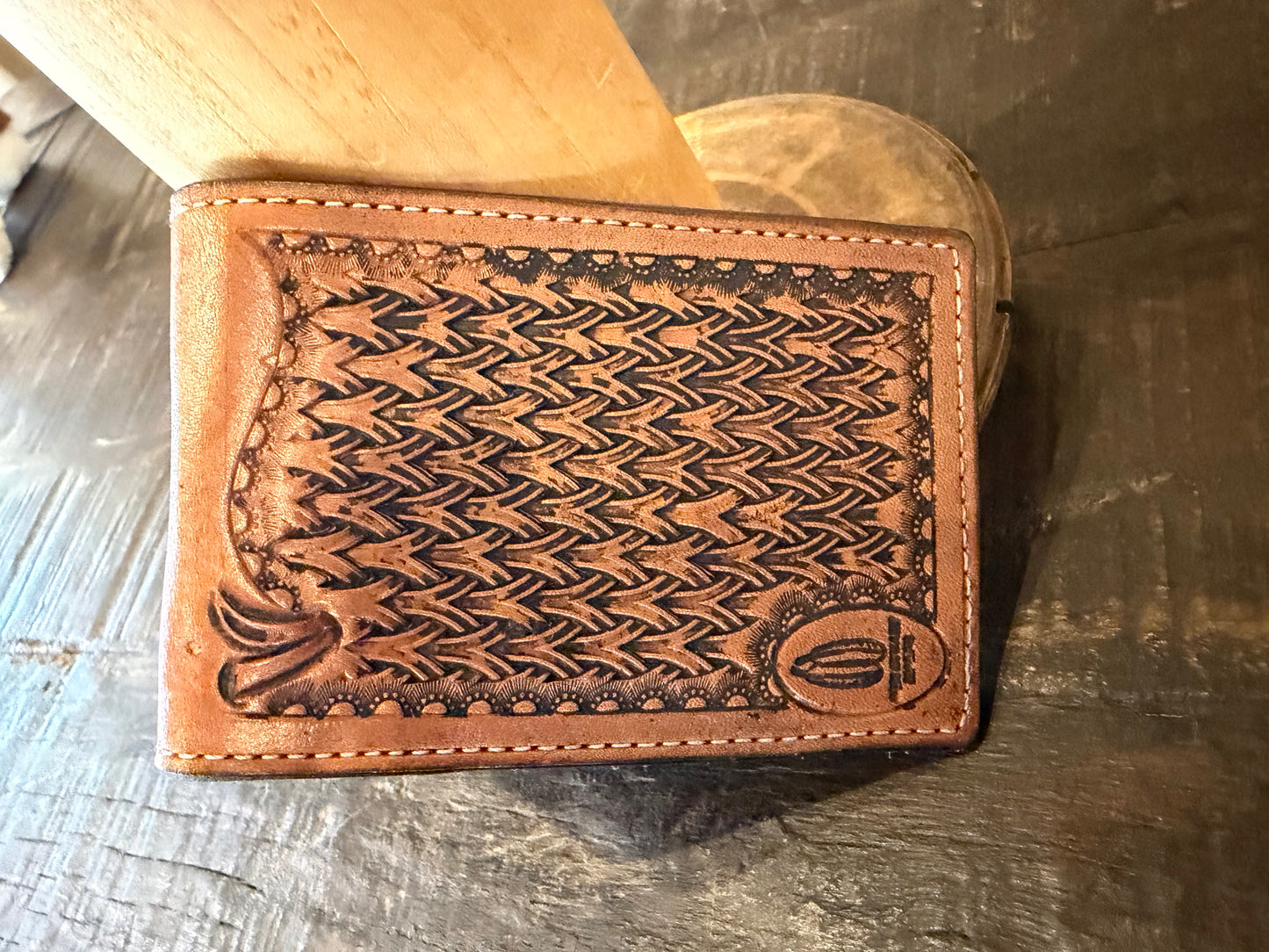 BarX Wallet - Basketweave Tooling w/ Turquoise inlay