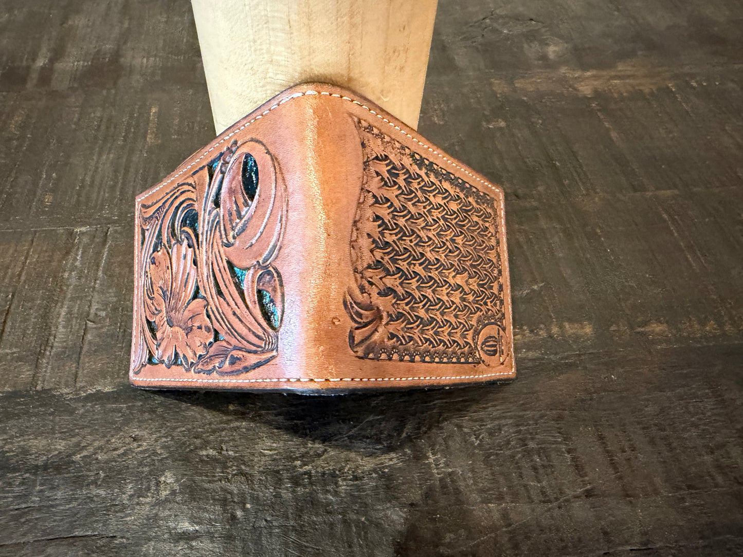BarX Wallet - Basketweave Tooling w/ Turquoise inlay