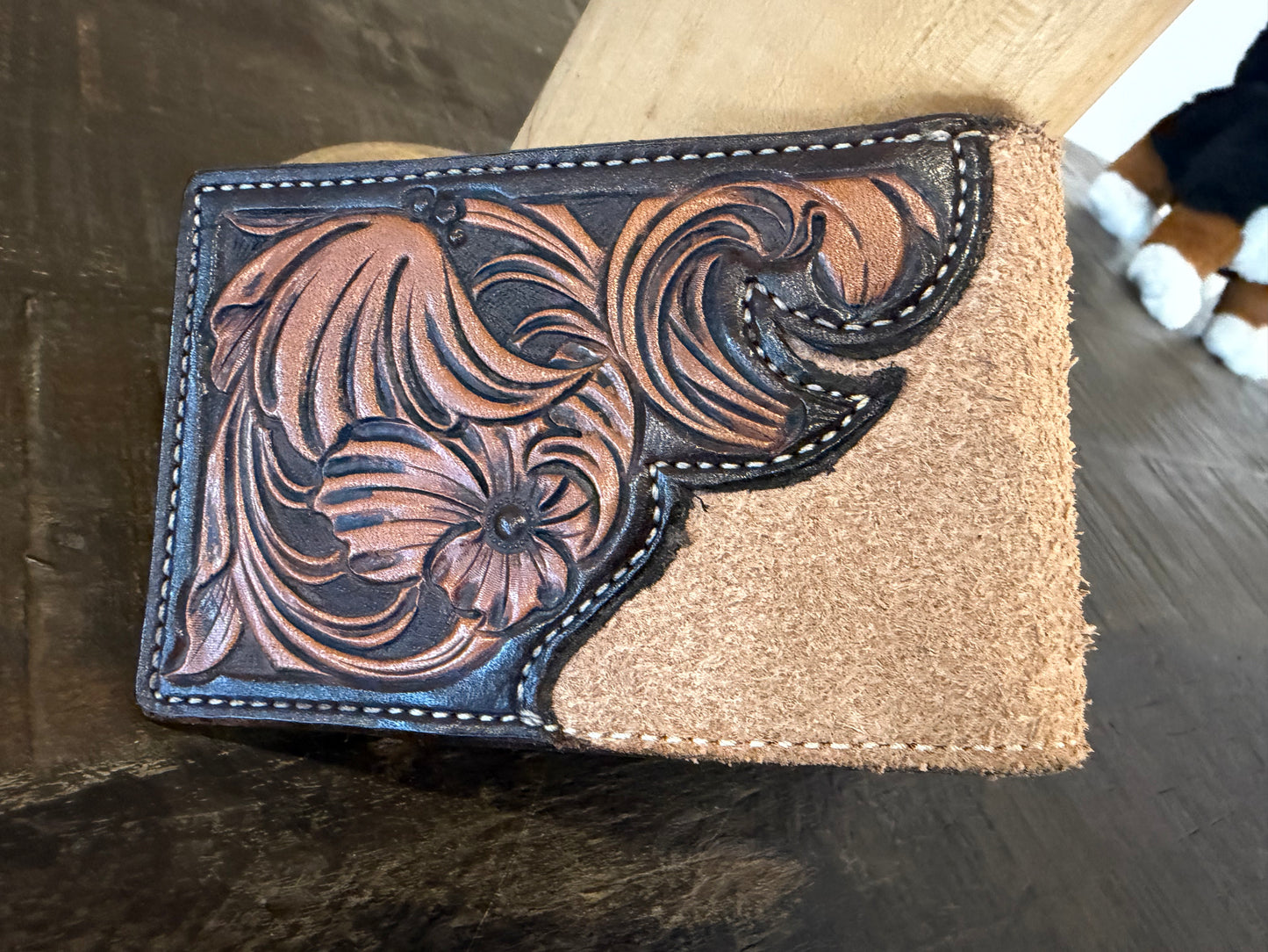 BarX Wallet - Leather Tooled w/ Suede/Hide Inlay