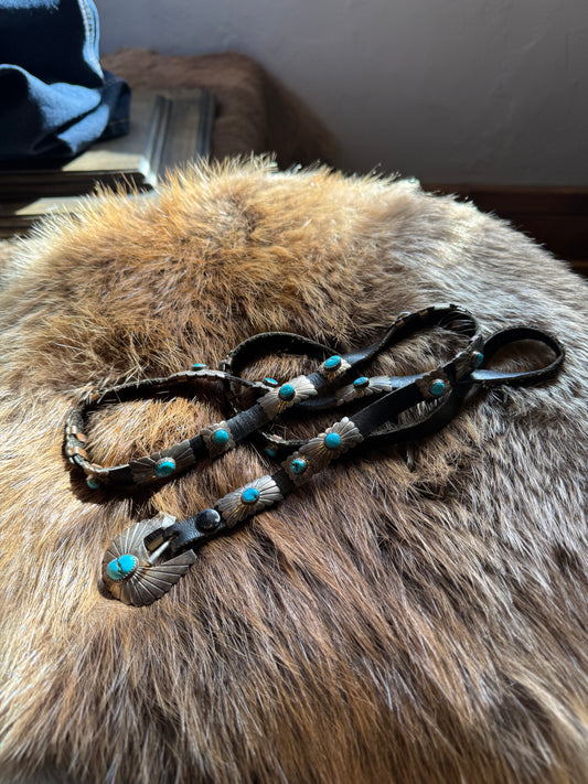 Dainty Sterling Silver and Turquoise Concho Belt