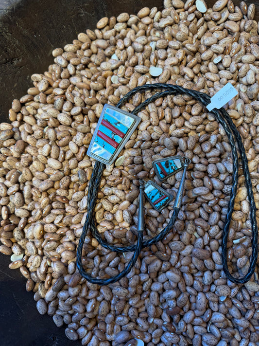 Unique Turquoise and Mother of Pearl Bolo Tie- Harry Bert