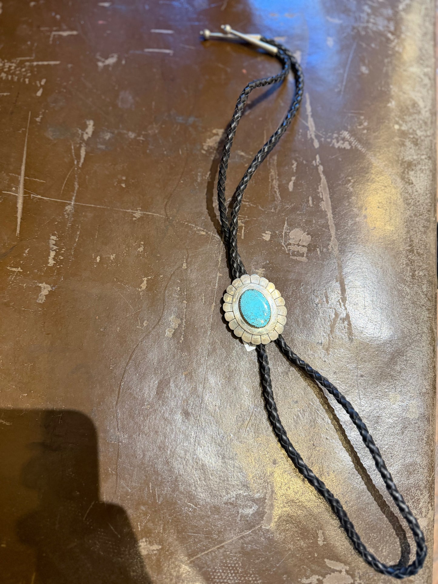Vintage Navajo Hubei Turquoise Bolo Tie