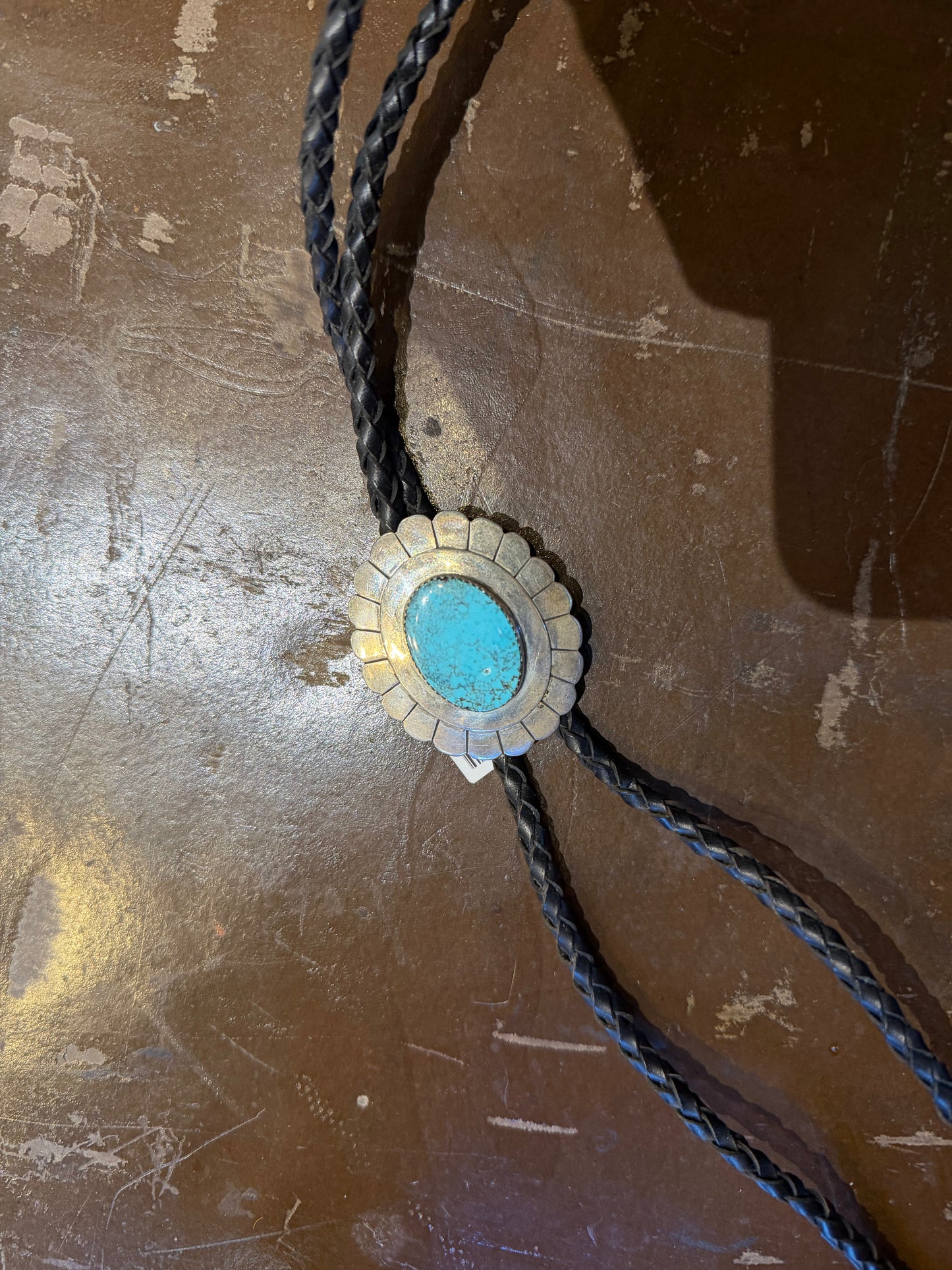 Vintage Navajo Hubei Turquoise Bolo Tie