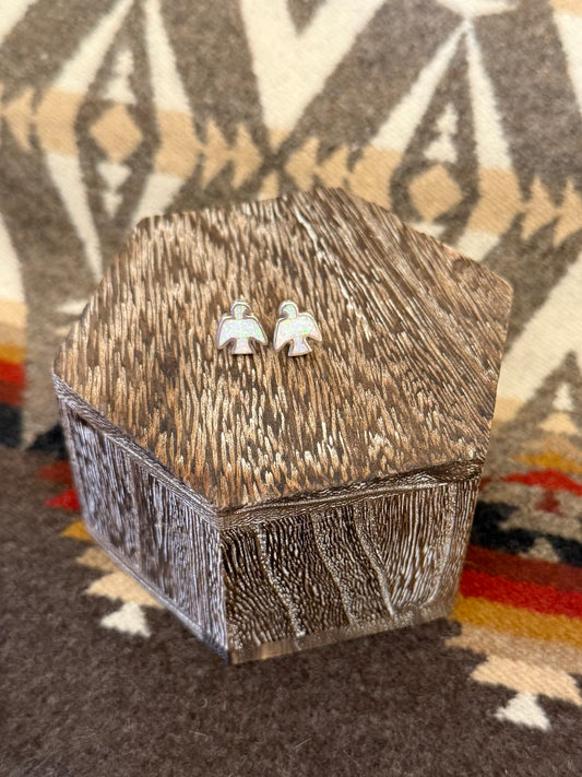 Peyote Bird White Opal Stud Earrings