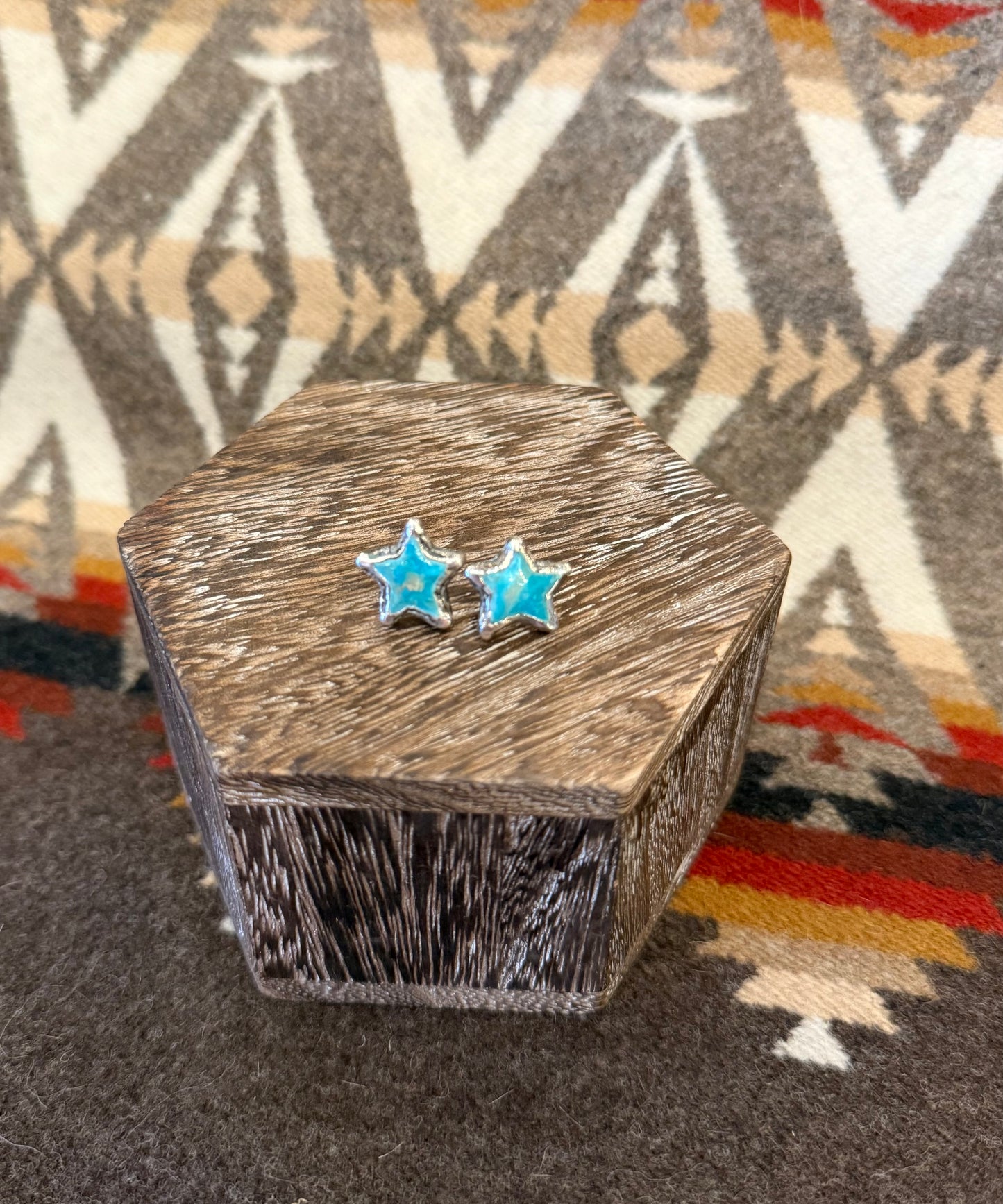 Cowboy Turquoise Star Stud Earrings