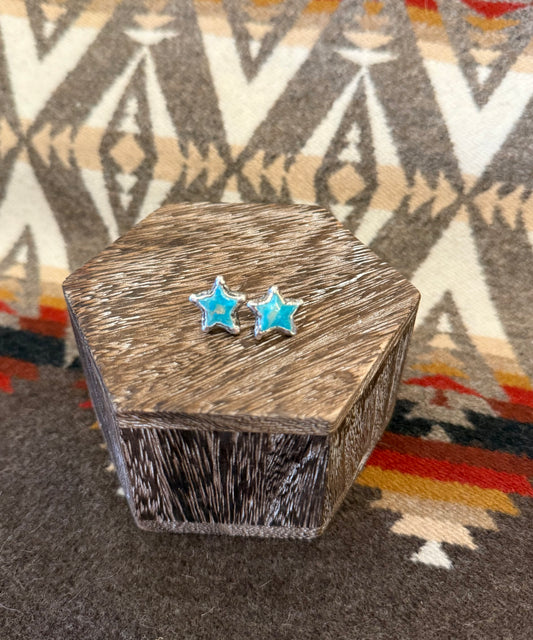 Cowboy Turquoise Star Stud Earrings