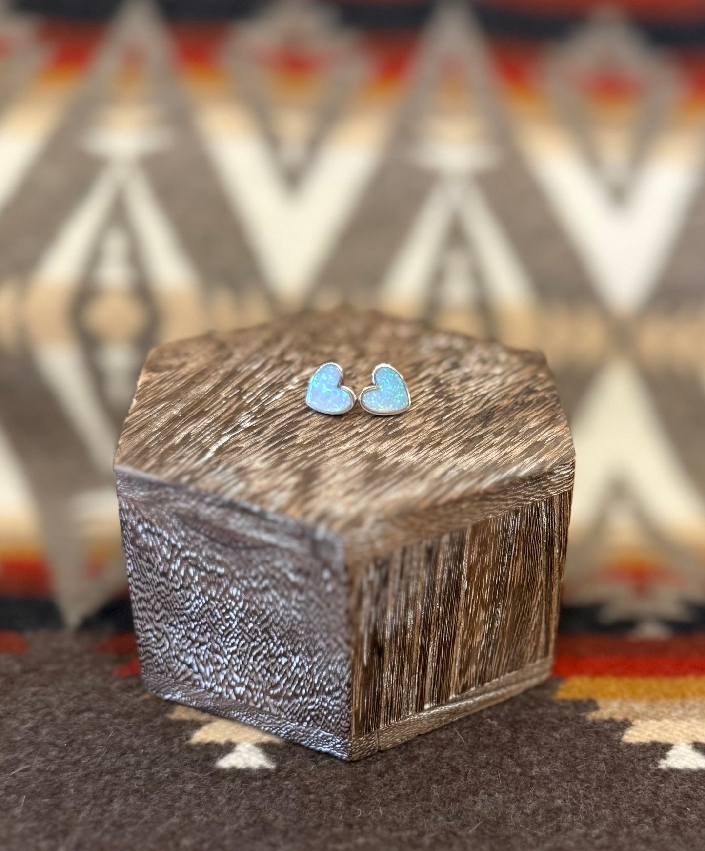 Heart Blue Opal Post Earrings