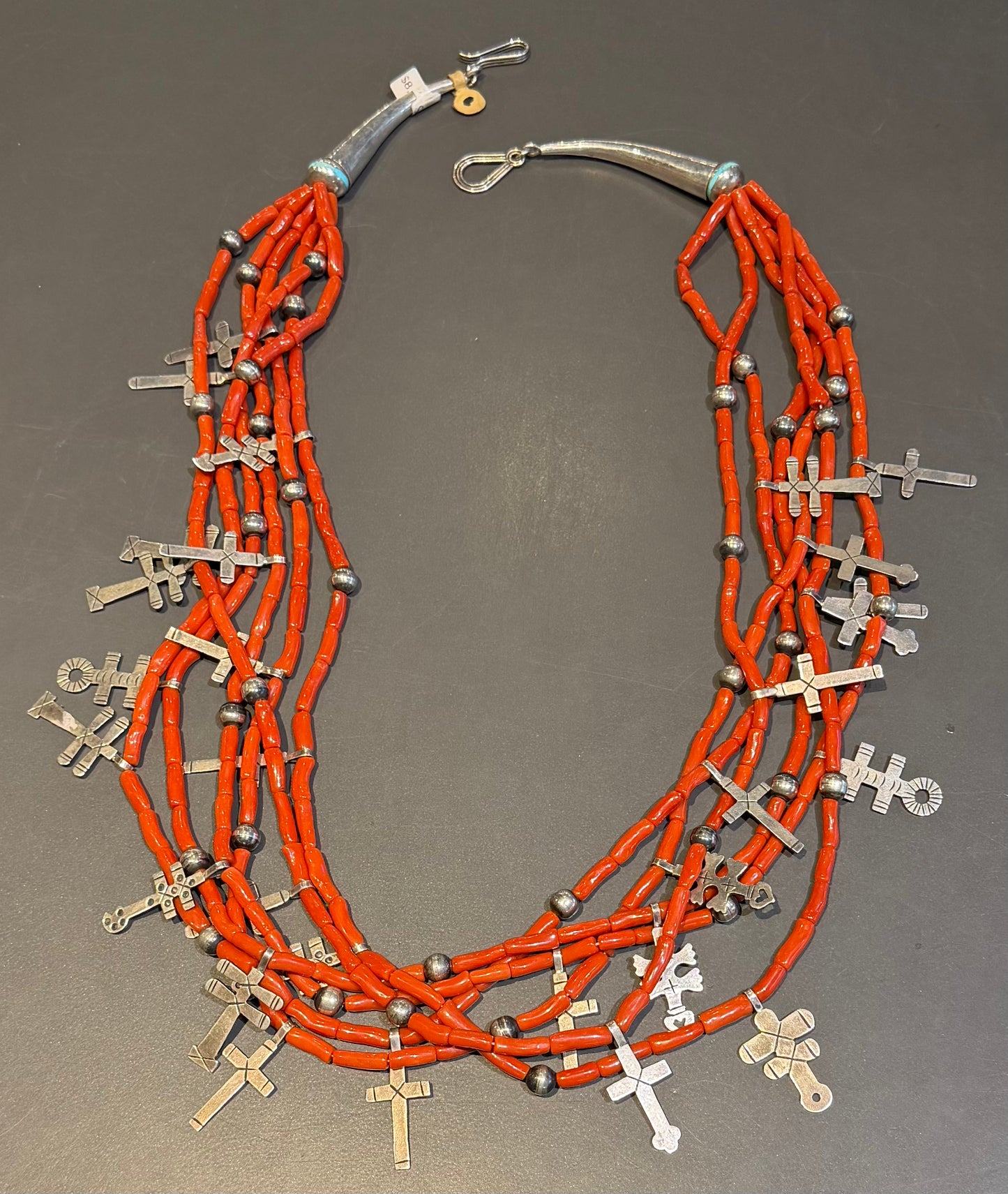 Necklace- Coral w/dragonfly 6 strand Federico Jimenez