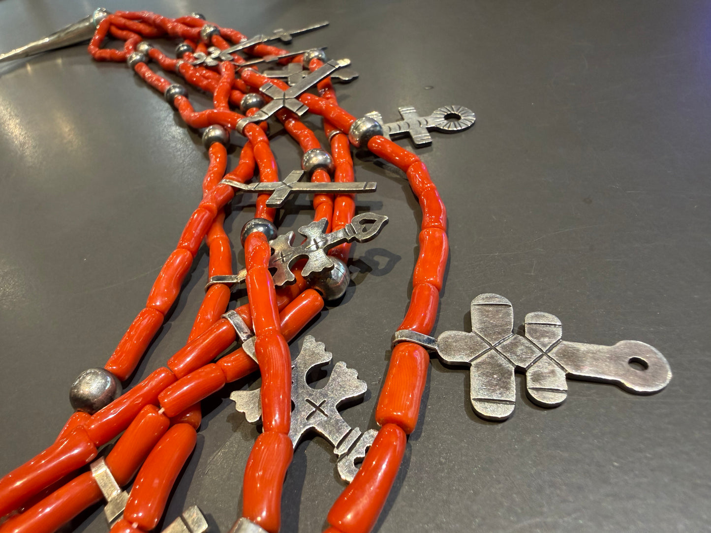 Necklace- Coral w/dragonfly 6 strand Federico Jimenez