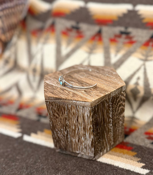 Vintage Navajo Three Turquoise Cabochons Set in Sawtooth Bezels Cuff