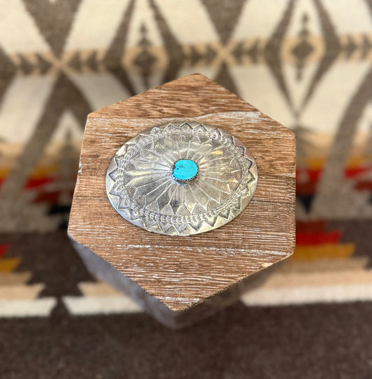 Single Turquoise Engraved Hair Pin