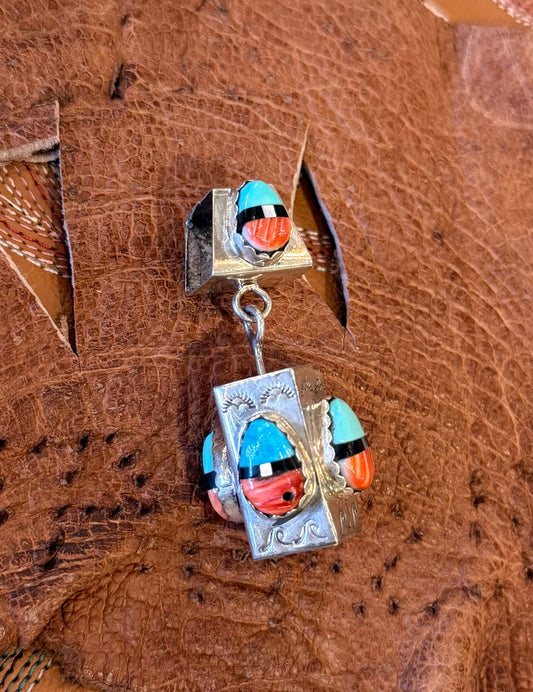 Pendant- Sterling Silver, Turquoise, Spiny Oyster and Onyx