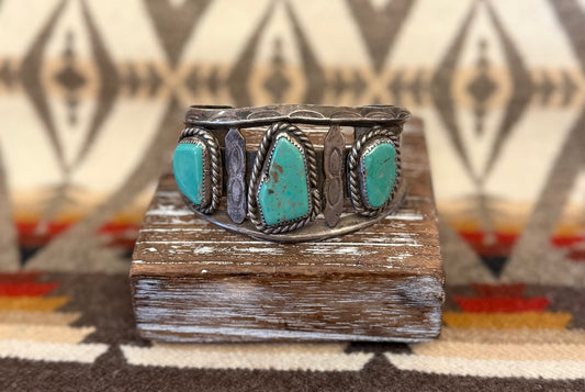 Hefty Vintage Unique Three Stone Cuff