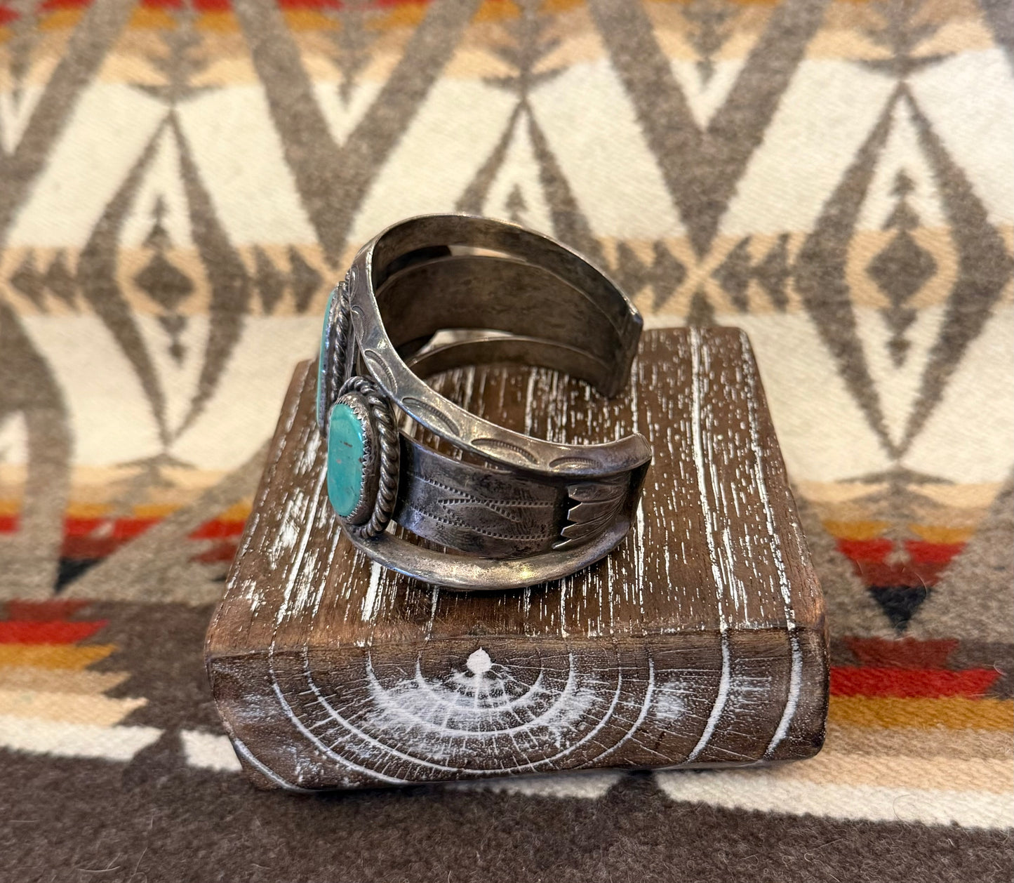 Hefty Vintage Unique Three Stone Cuff