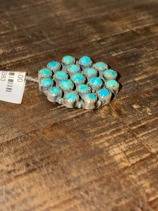 Hat Pin- Kingman Turquoise Zuni Sterling Silver