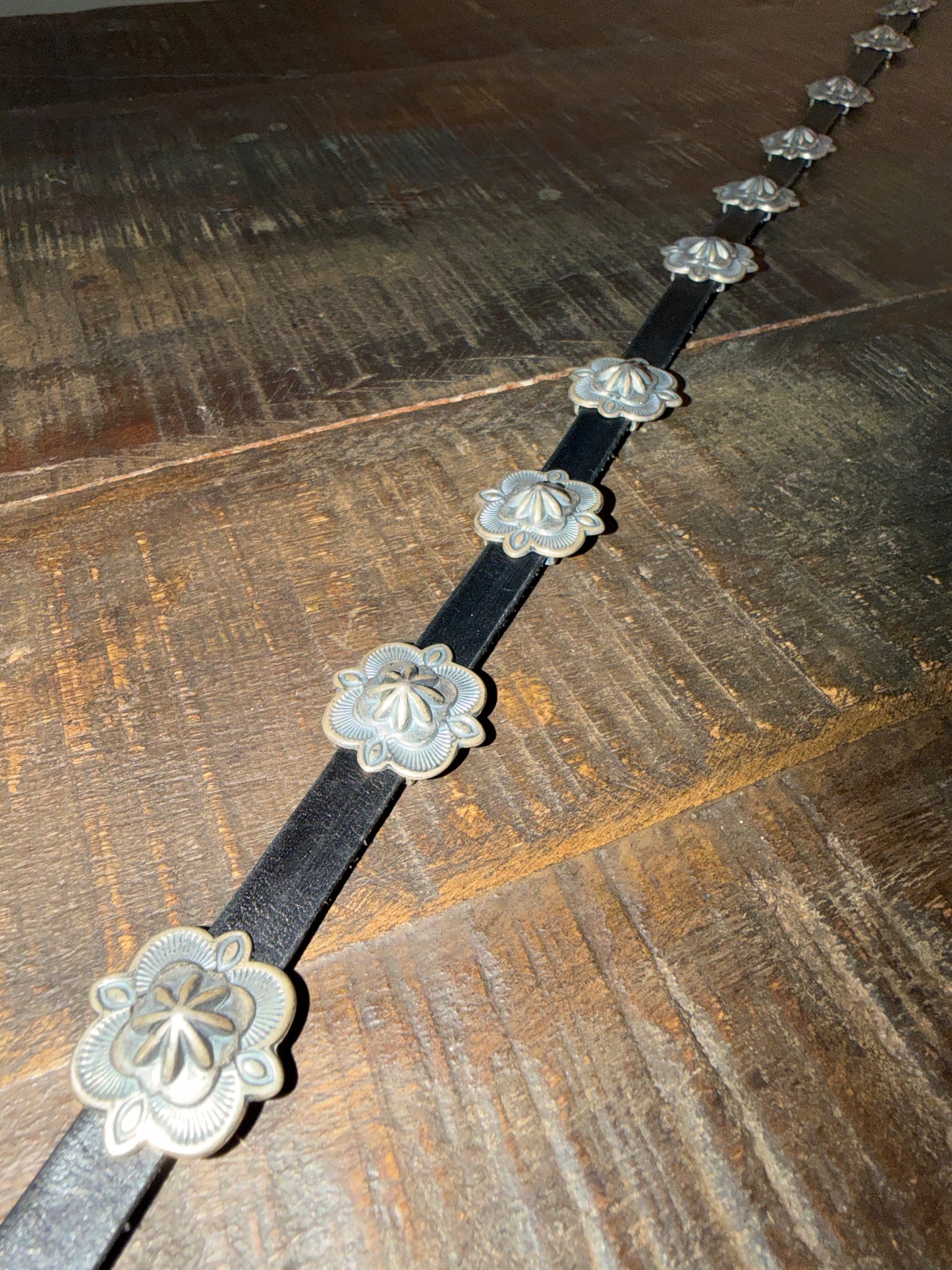 Concho Square Star on Black Leather