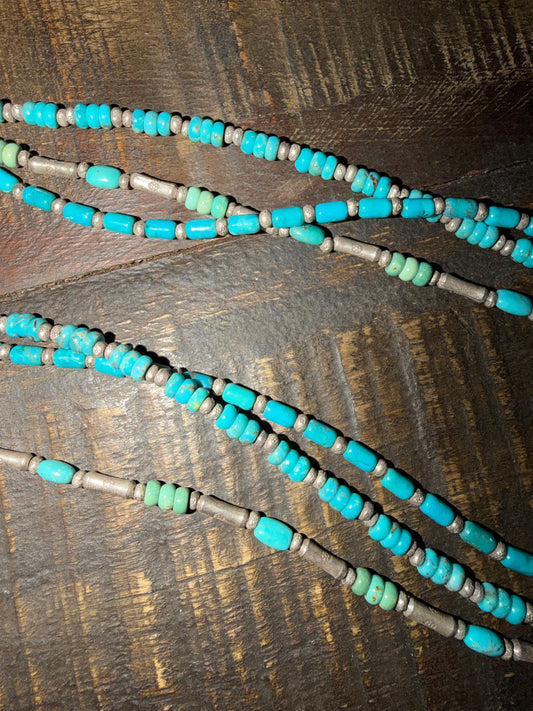 Turquoise and Silver Bead PB Hat Band