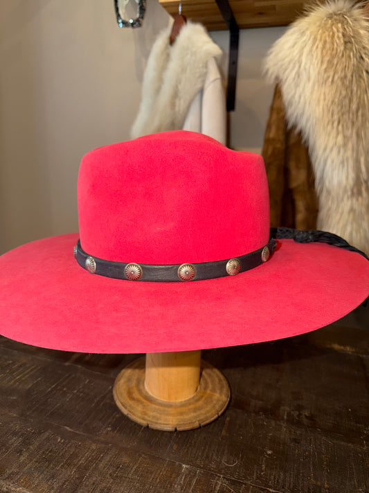 Lampman Concho Hatband with Twisted Fringe - Black